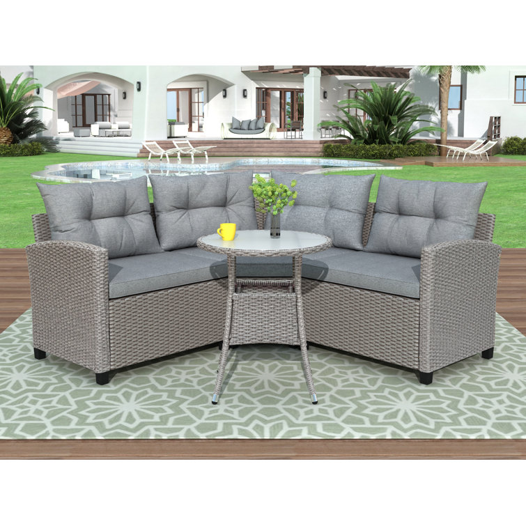 Dovecove Wicker/Rattan 4 Person Seating Group with Cushions Wayfair.ca
